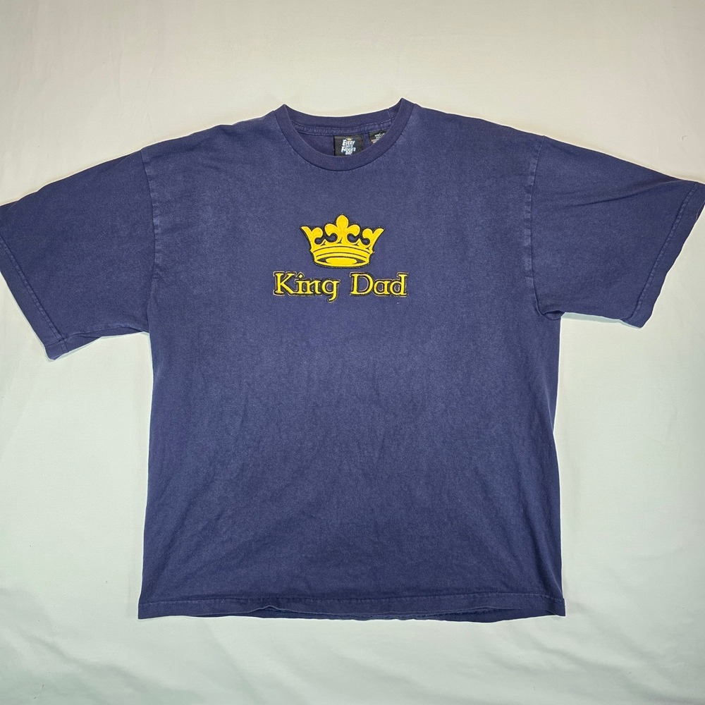 Every Day Is Father's Day King Dad Graphic T-Shirt Navy Blue Large Crown 6121
